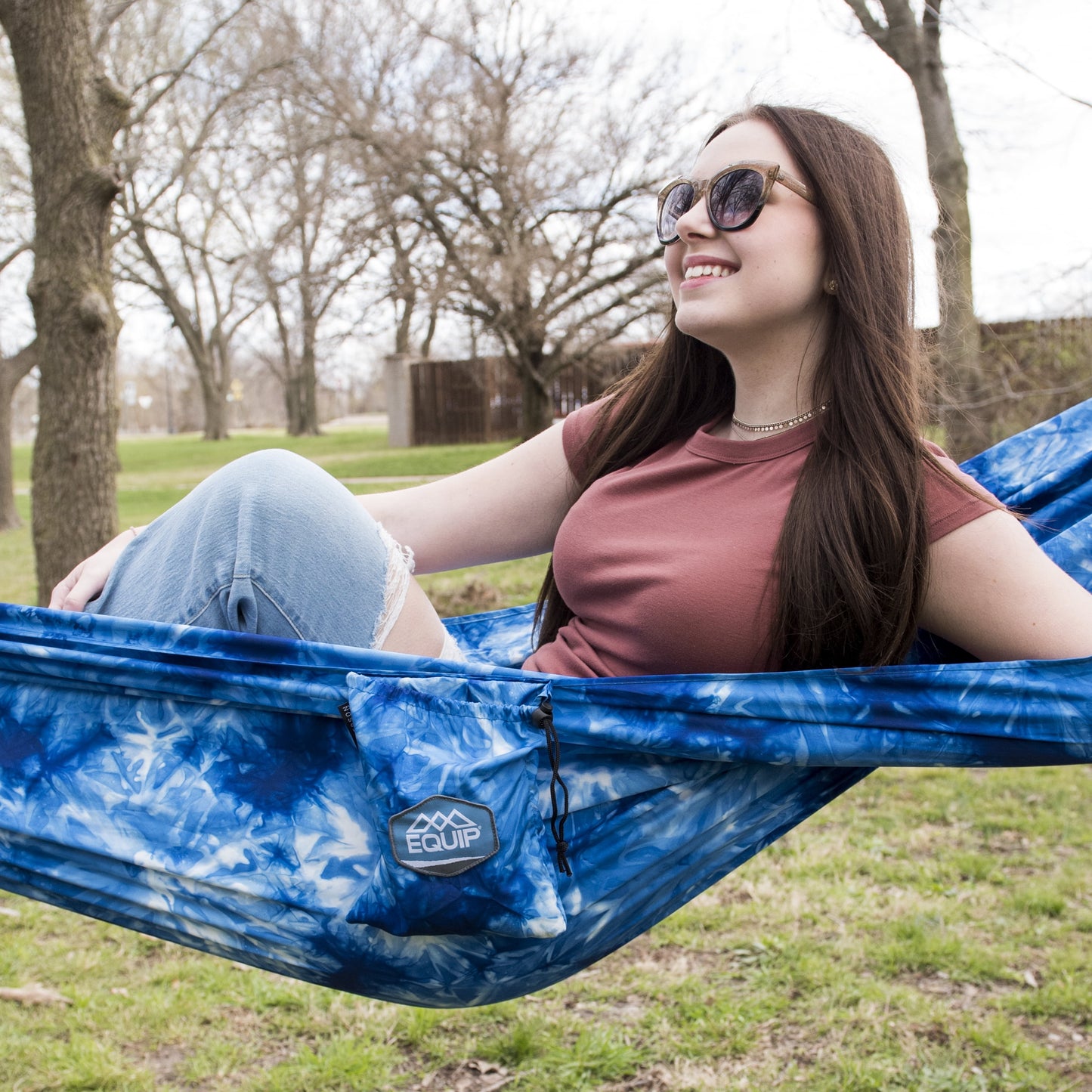 ® Craft-Dyed™ Recycled Polyester Travel Hammock, 1 Person Navy Blue, Size 108" L X 56" W