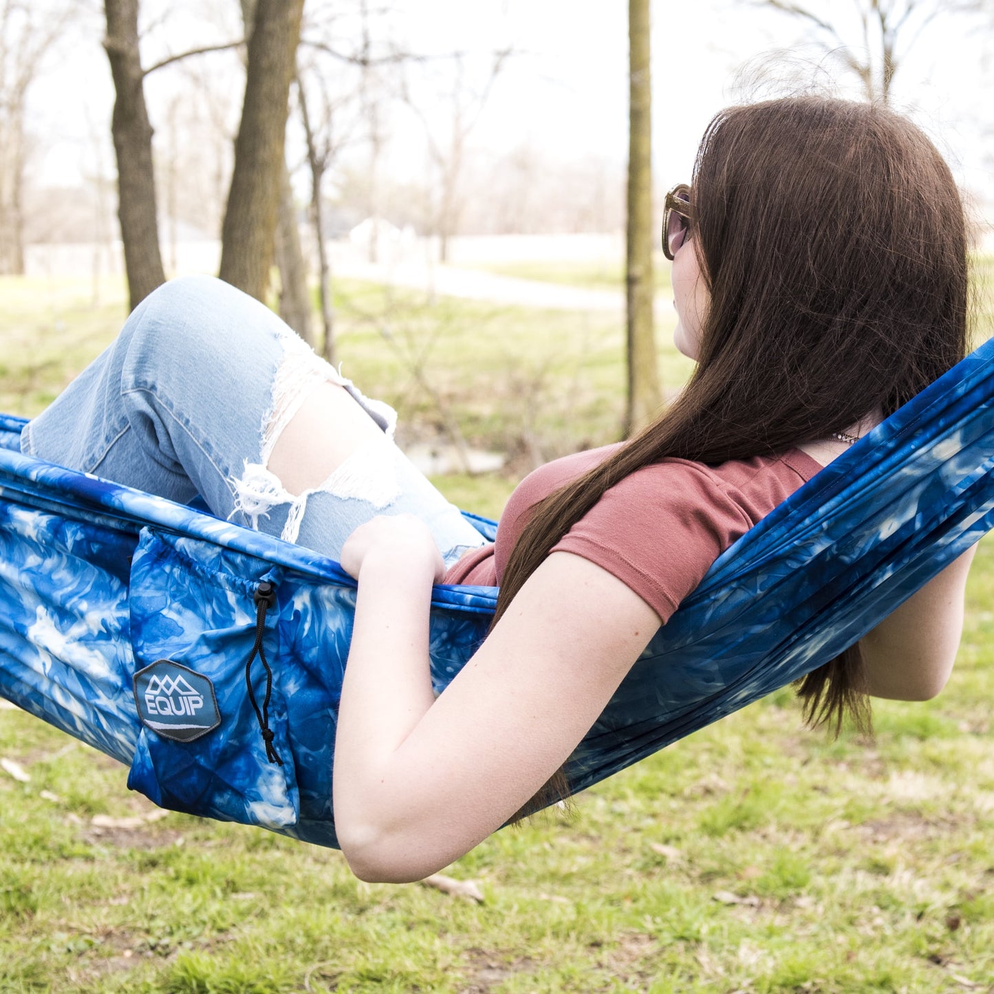 ® Craft-Dyed™ Recycled Polyester Travel Hammock, 1 Person Navy Blue, Size 108" L X 56" W